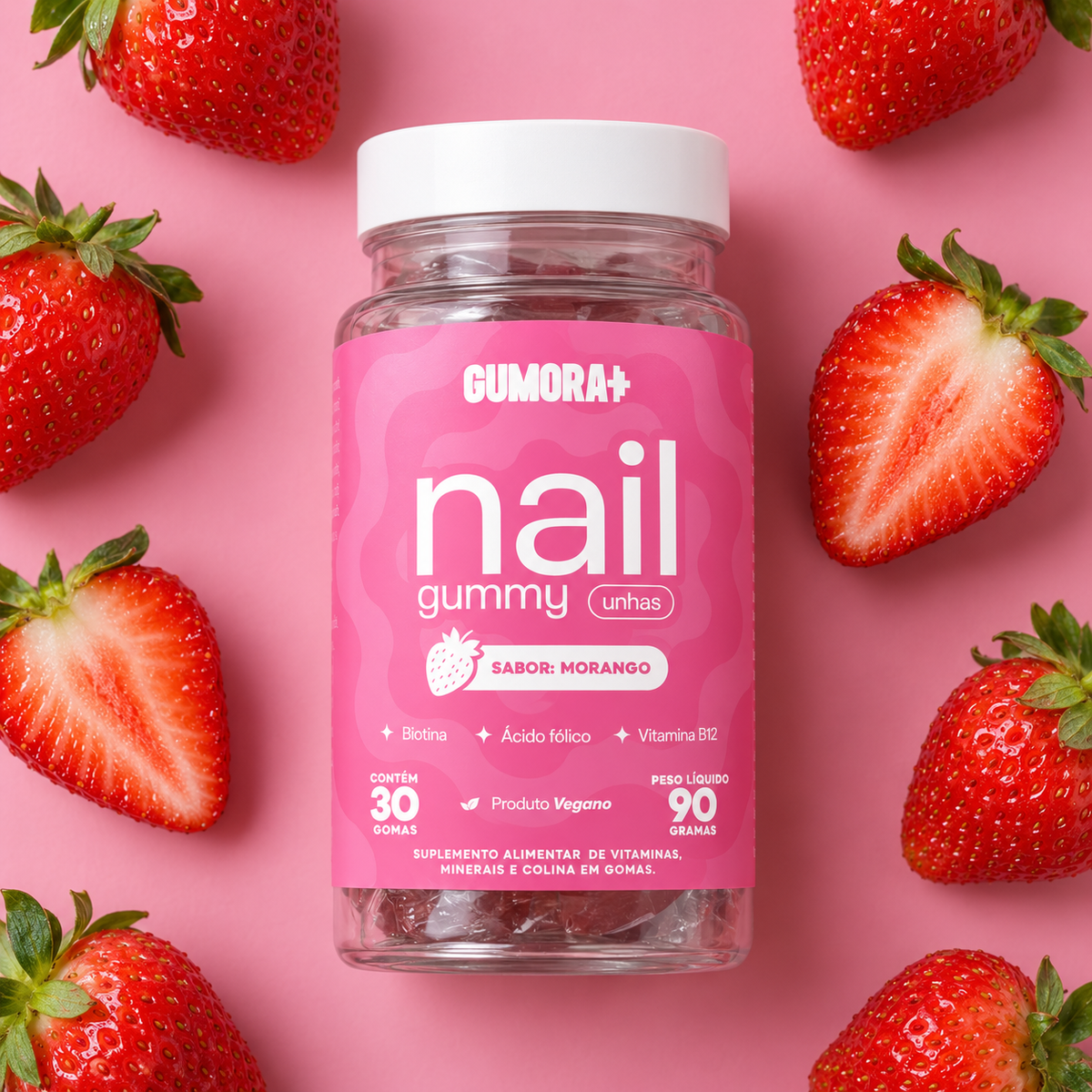 Gumora Nail Gummy Unhas Sabor Morango