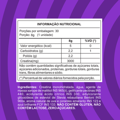 Gumora Creatina em Gummies ZERO Açúcar Uva