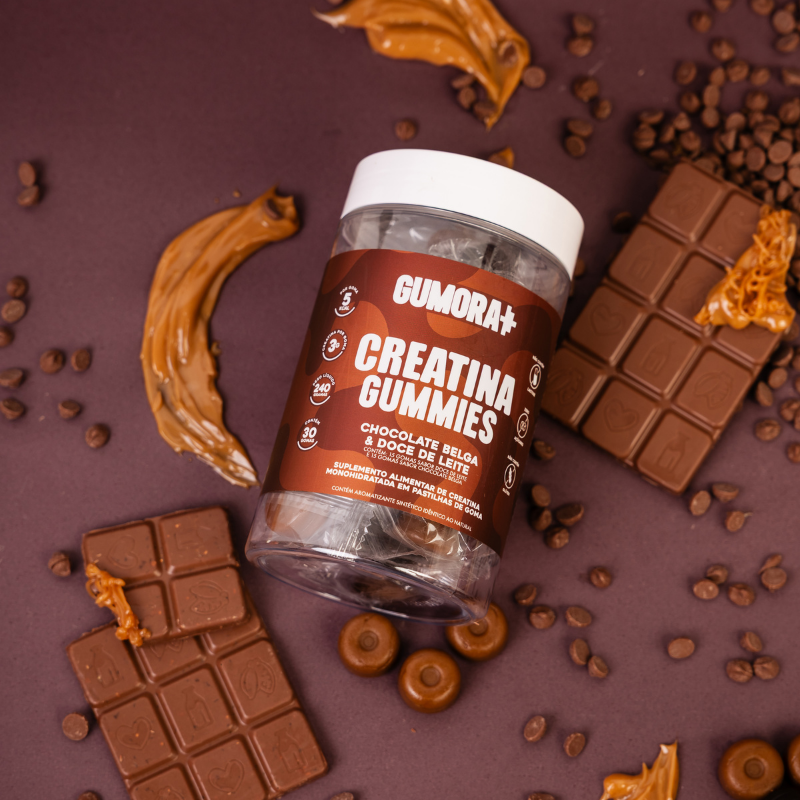 Gumora Creatina Chocolate belga e Doce de Leite em Gummies