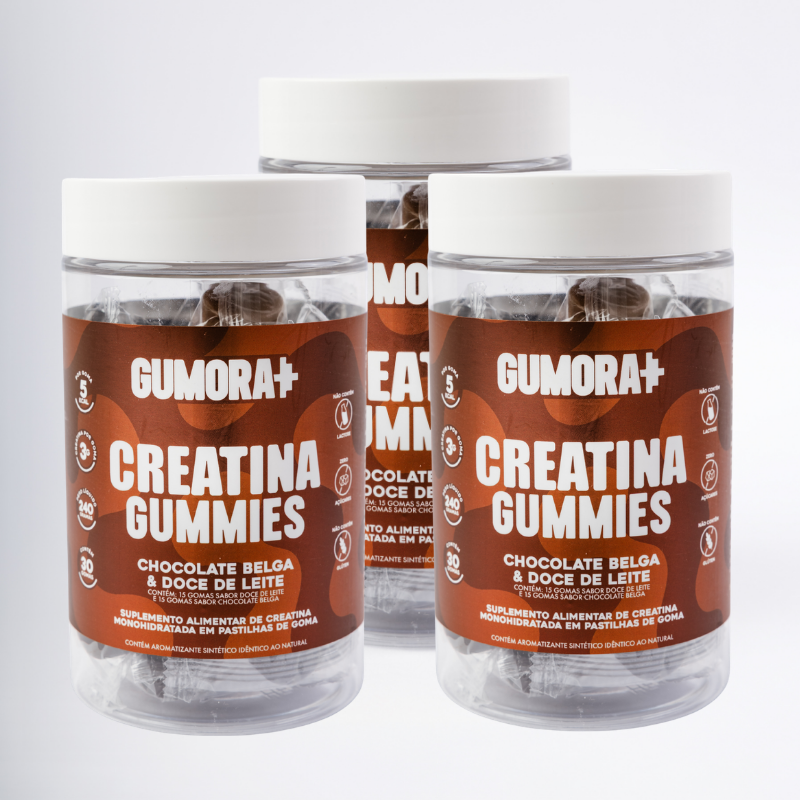Gumora Creatina Chocolate belga e Doce de Leite em Gummies