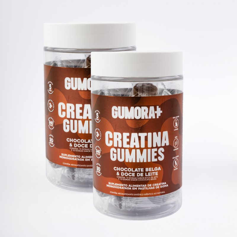 Gumora Creatina Chocolate belga e Doce de Leite em Gummies