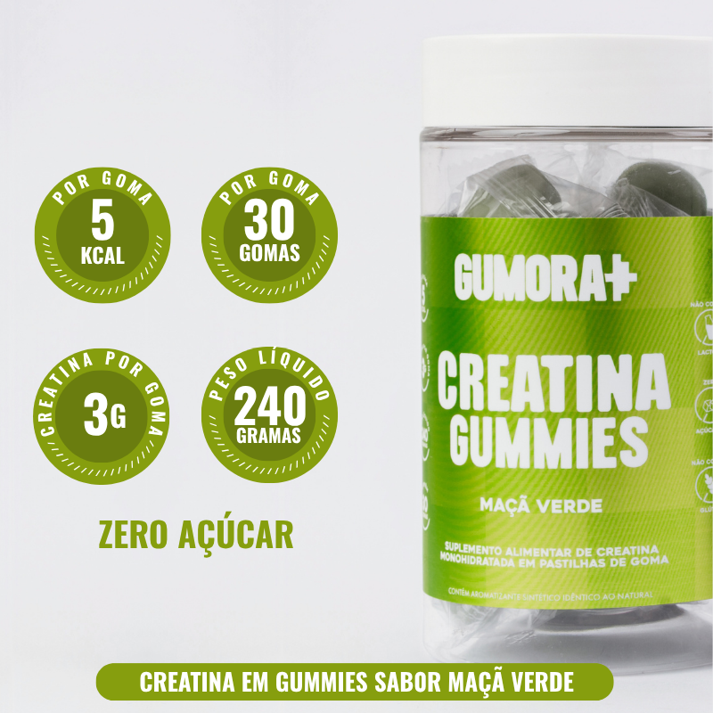 Gumora Creatina Sabor Maçã Verde em Gummies